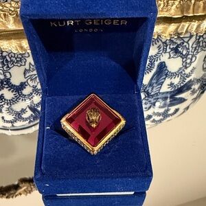 Kurt Geiger Gold and Deep Red Eagle’s Head Ring